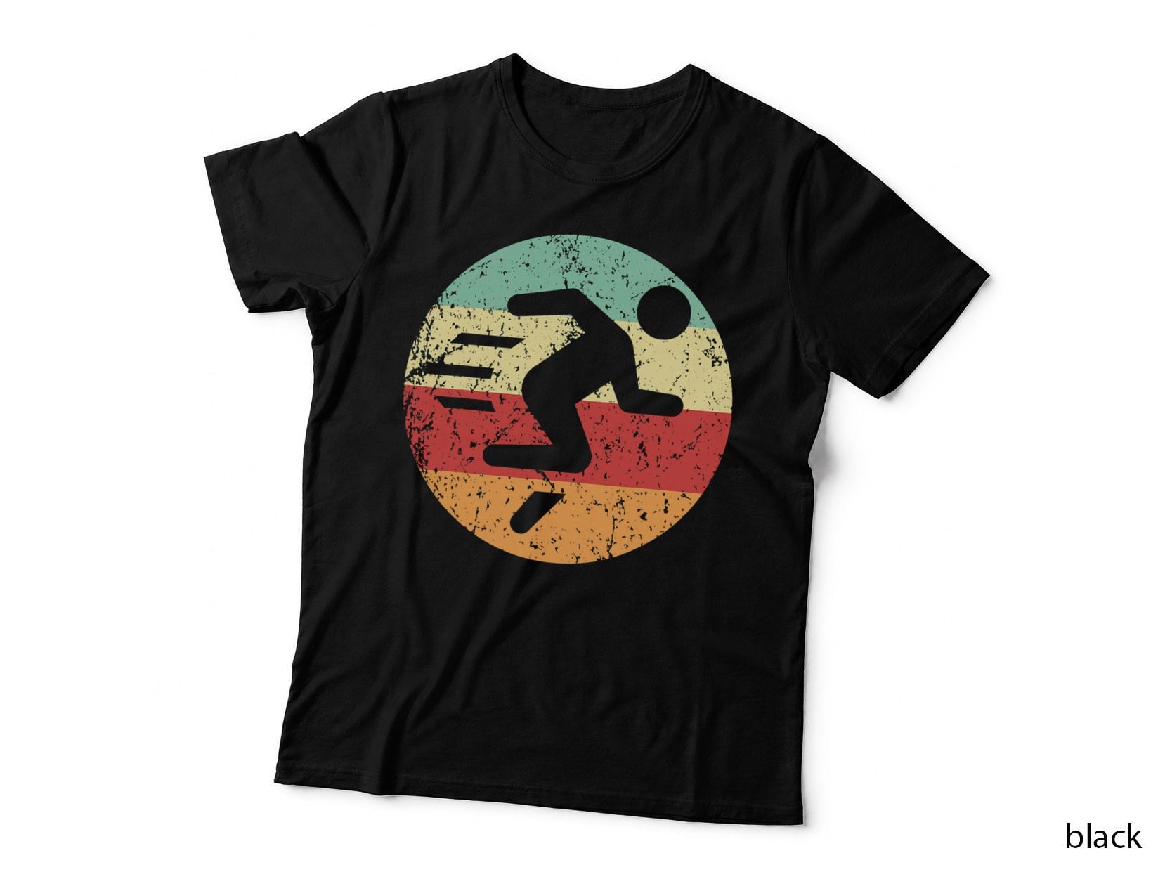 Marathon Running Fast Runner Silhouette Cool Retro 1970's T-Shirt