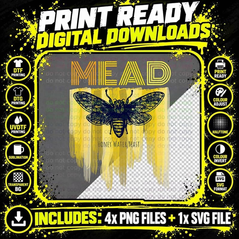 Mead Shirt Dripping Honey Bee Retro T-Shirt Png SVG Digital Bundle