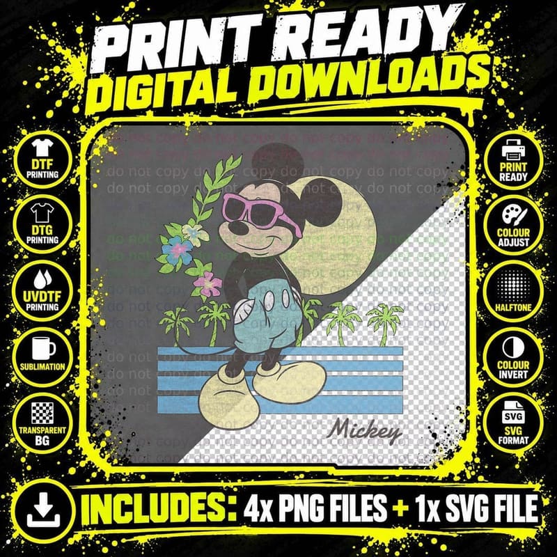 Mickey and Friends Mickey Retro Beach T-Shirt Png SVG Digital Bundle