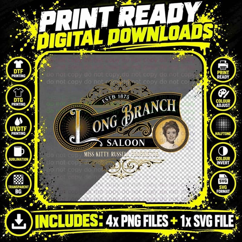 Miss Kitty's Long Branch Saloon Classic TV Western Png SVG Digital Bundle