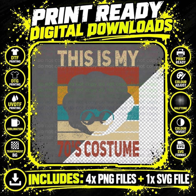 My 70s Costume 70 Styles Women 70's Disco 1970s Party Png SVG Digital Bundle