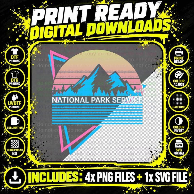 National Park Retro National Park Service T-Shirt Png SVG Digital Bundle