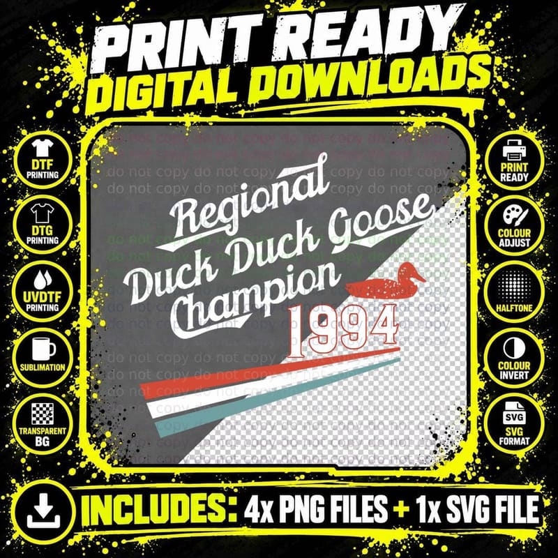 Nostalgia 90s Duck Goose T-Shirt Png SVG Digital Bundle
