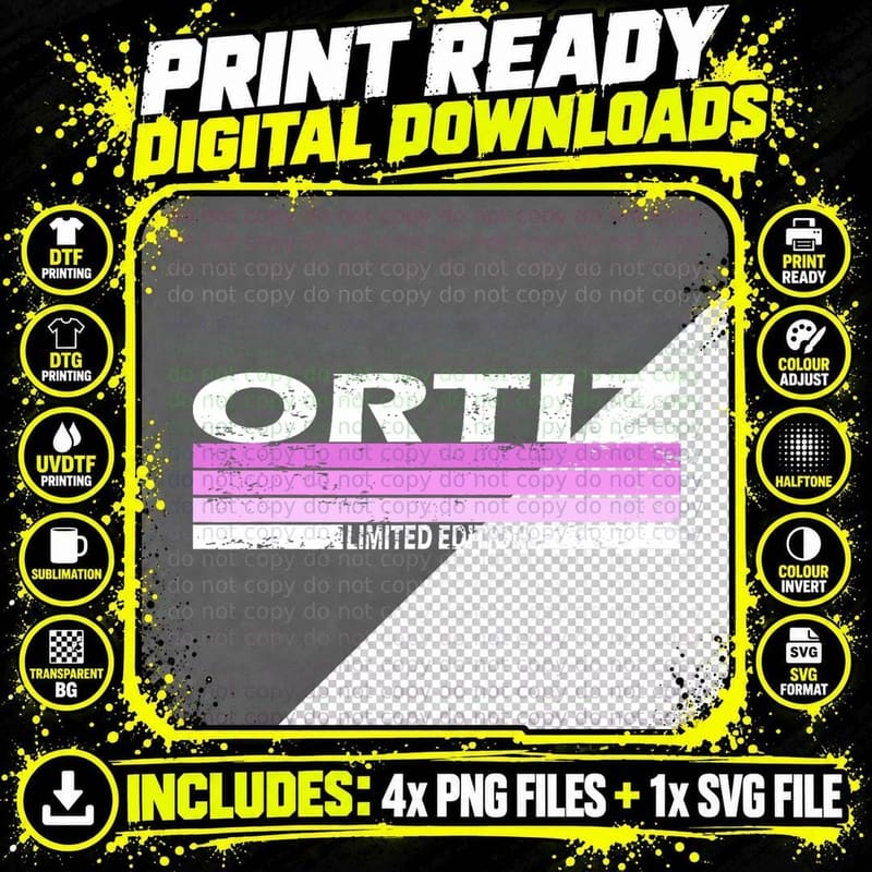 Ortiz Surname Birthday Family Reunion 80s 90s Pink Png SVG Digital Bundle