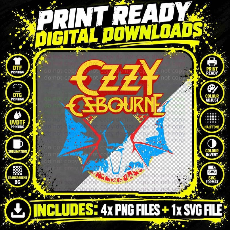Ozzy Osbourne - Classic Bat T-Shirt Png SVG Digital Bundle