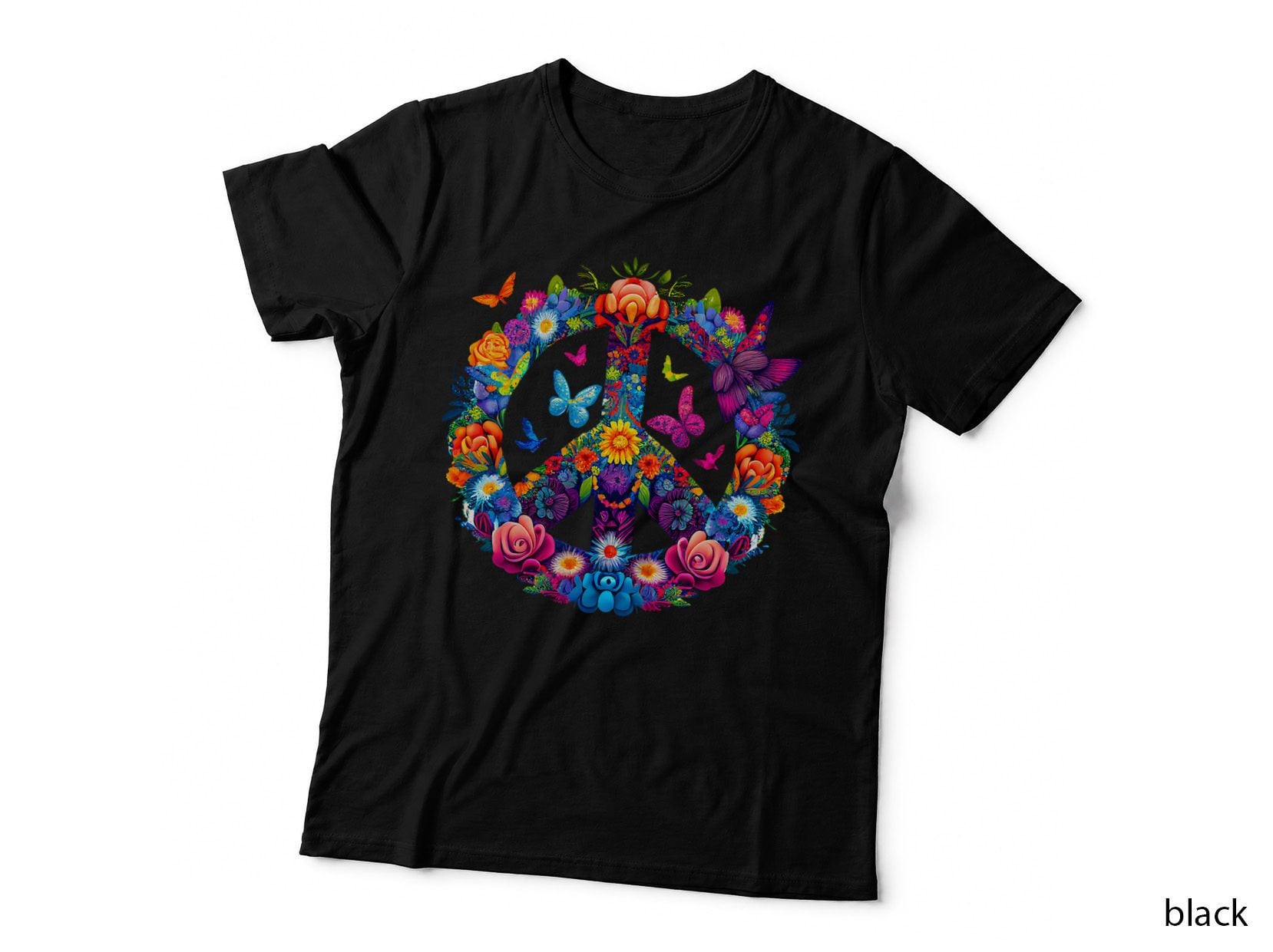 Peace Love Shirt 60's 70's Groovy Costume Colorful Flowers T-Shirt