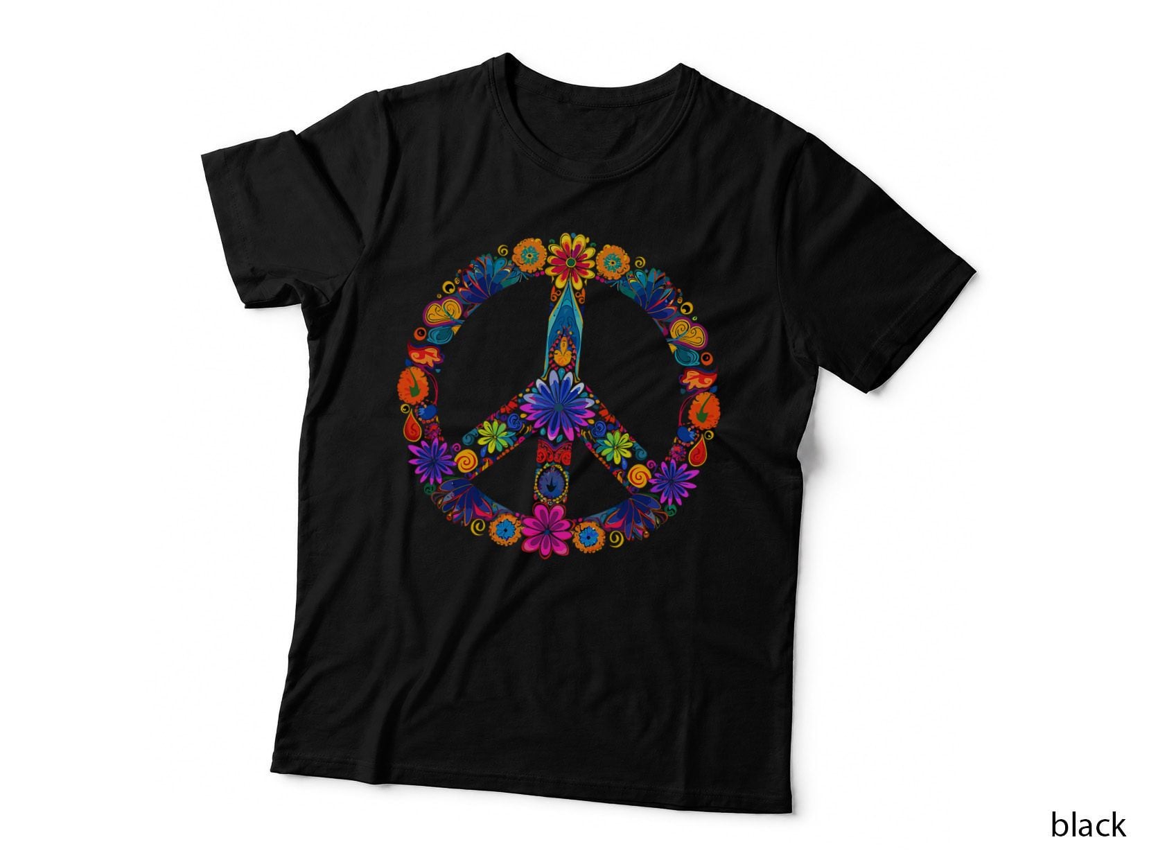 Peace Sign Love 60s 70s Costume Hippie Flowers Groovy Peace T-Shirt