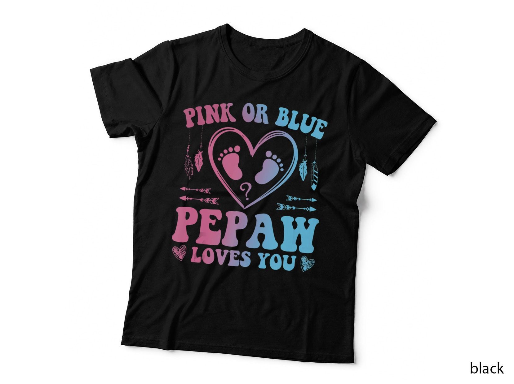 Pink or Blue Pepaw Loves You Groovy Baby Gender Reveal T-Shirt
