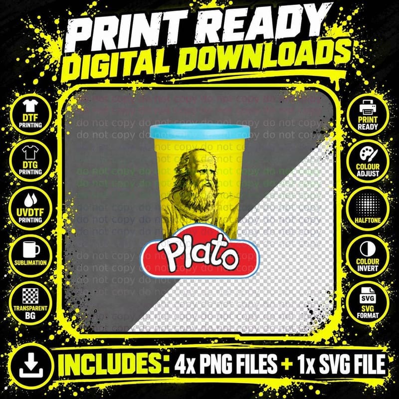 Plato Play Doh Philosophy Pun Classic T-Shirt Png SVG Digital Bundle