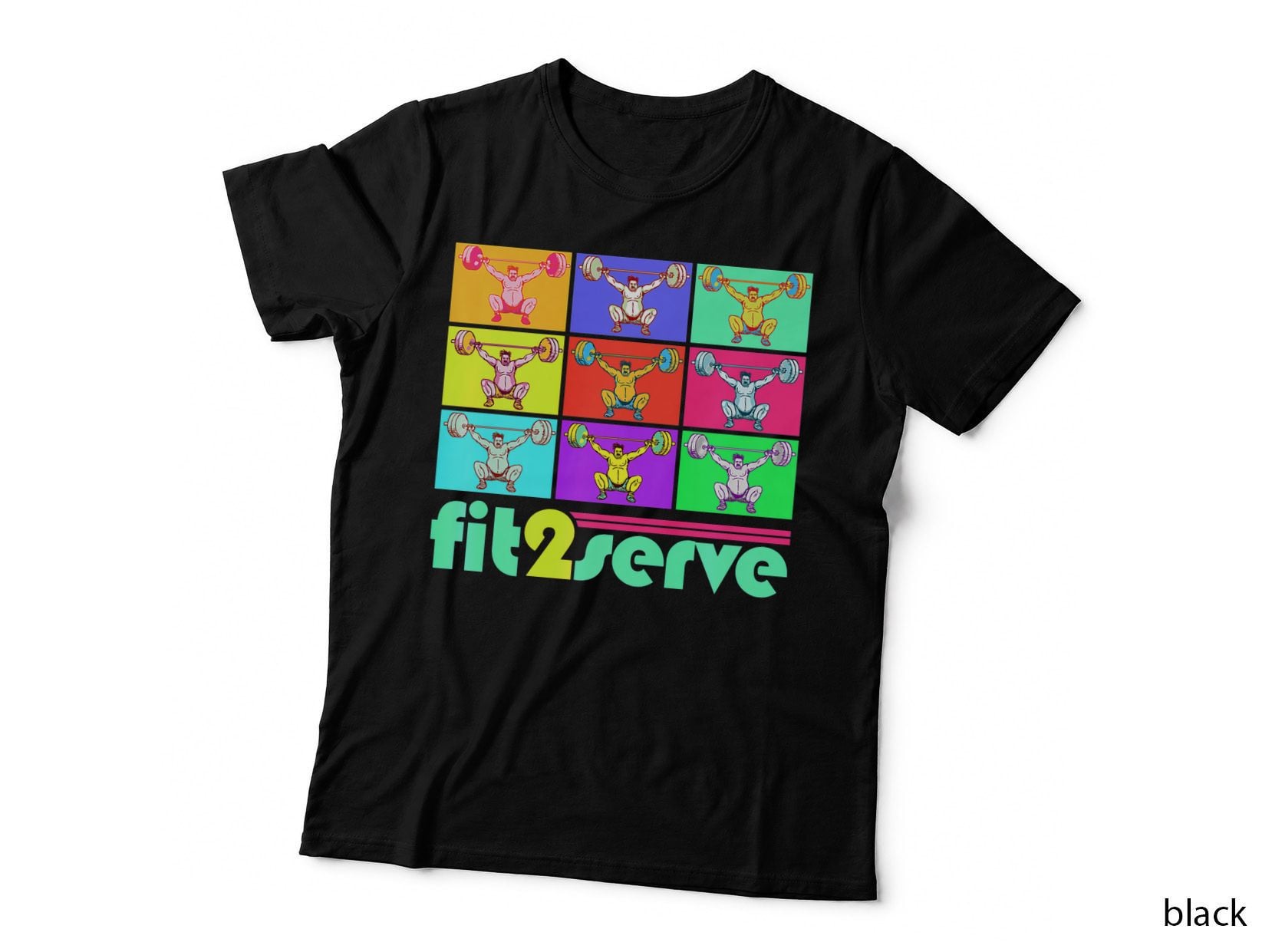 Pop Art 80s Style Fit2serve Weightlifting & Fitness Graphic T-Shirt