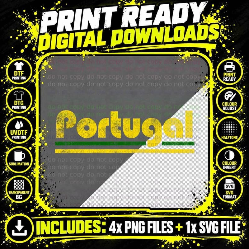 Portugal Fan Retro Vintage Flag T-Shirt Png SVG Digital Bundle