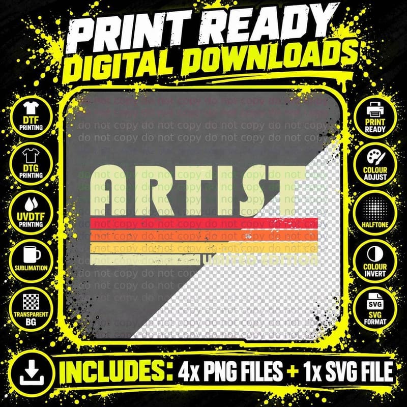Retro Artist Limited Edition Painting Lover T-Shirt Png SVG Digital Bundle