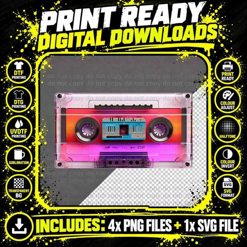 Retro Cassette Tape Shirt Graphic Tees Men Graphic Tee Png SVG Digital Bundle