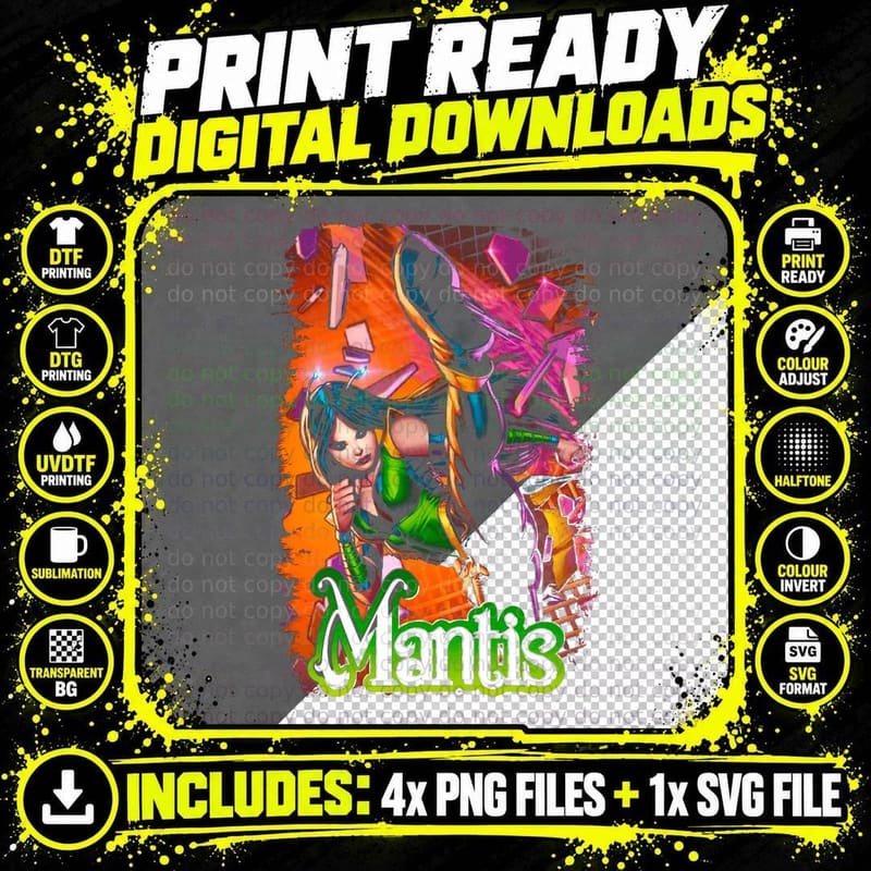 Retro Comic Book Mantis T-Shirt, Vintage Comic Style Png SVG Digital Bundle
