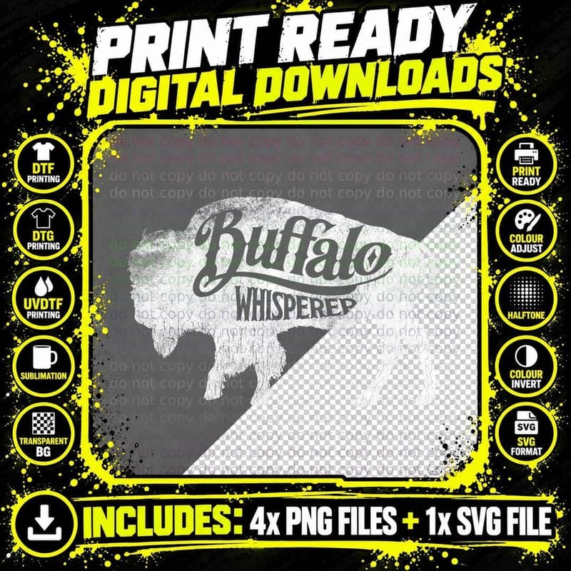 Retro Cute Buffalo Silhouette Bison Whisperer T-Shirt Png SVG Digital Bundle