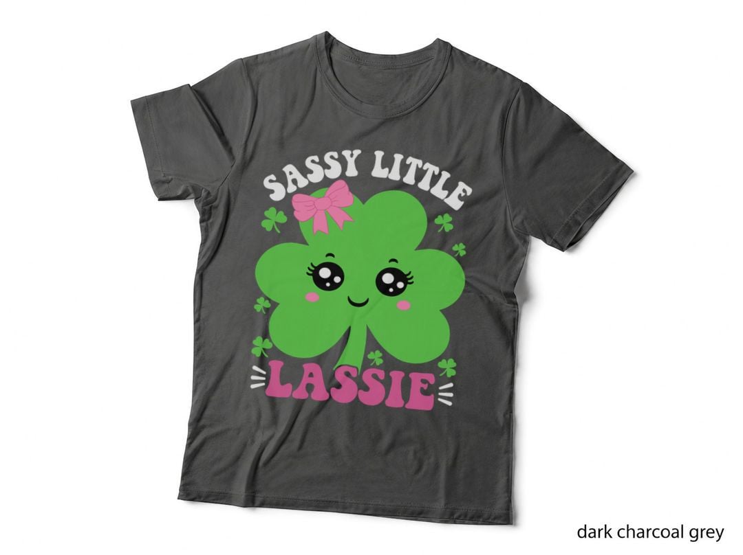 Retro Cute St Patricks Day Sassy Little Lassie Girls Kids T-Shirt