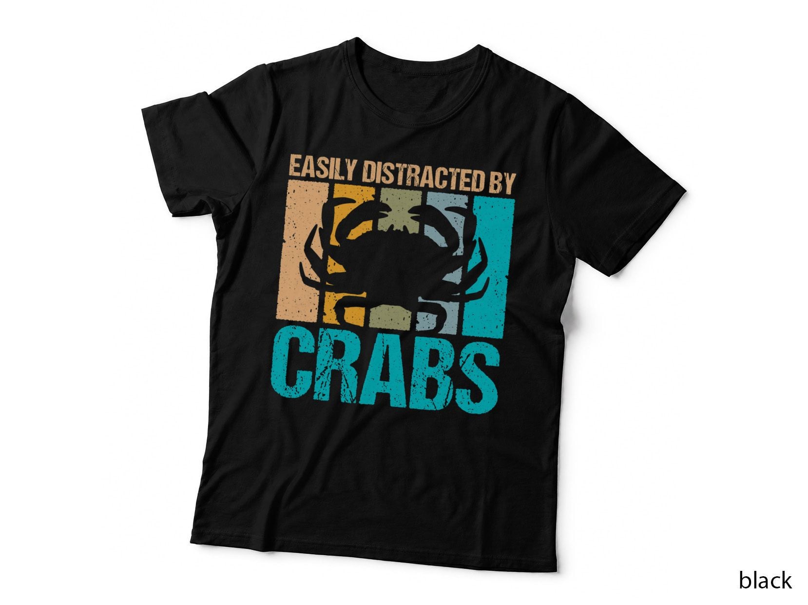 Retro Easily Distracted by Crabs Design Crab Lover and Crab T-Shirt