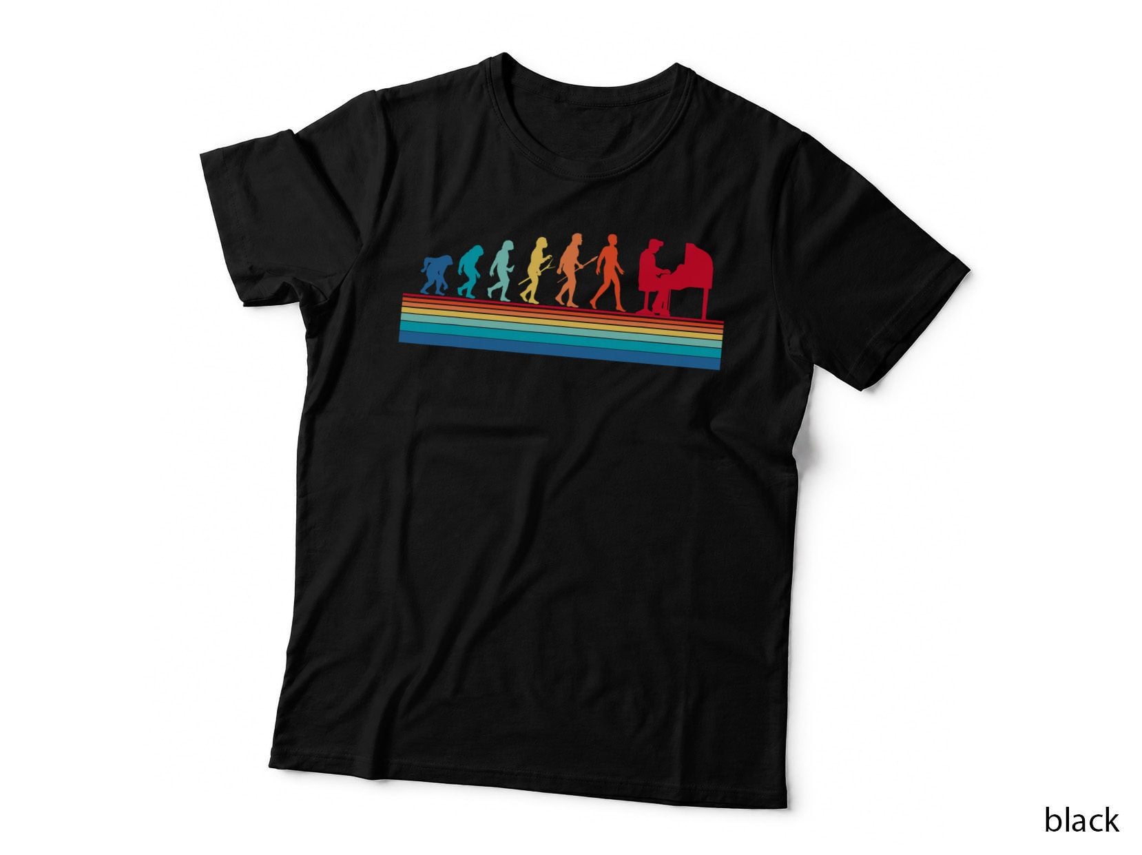 Retro Evolution Piano Player Pianist Classical Music Lover T-Shirt