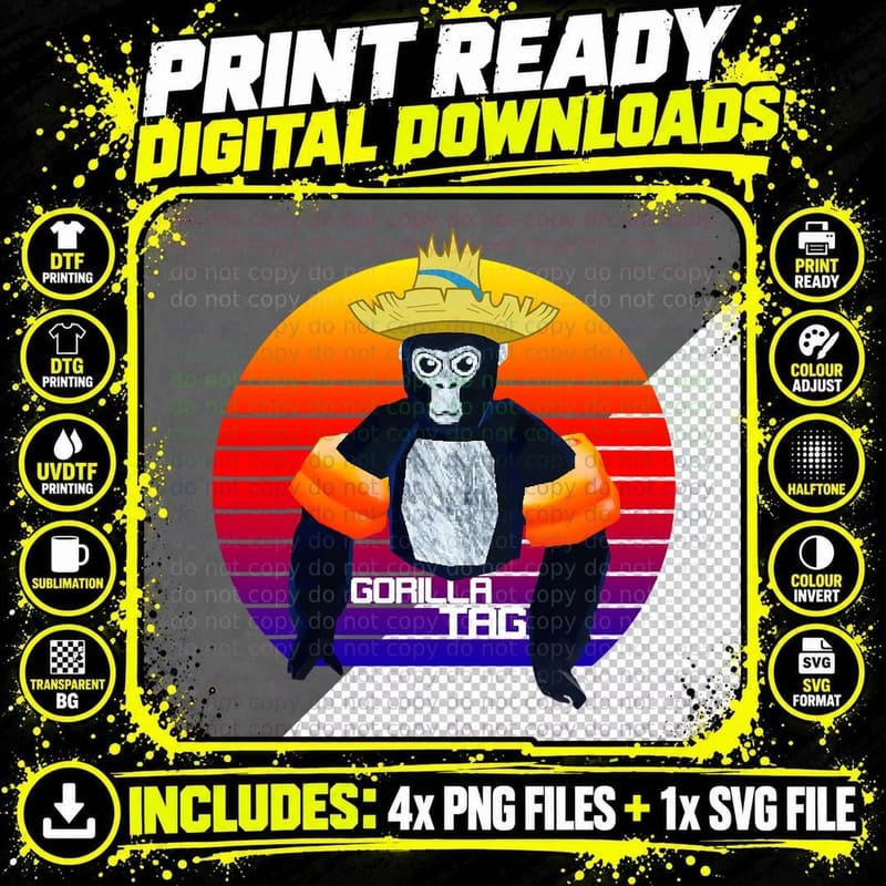 Retro Gorilla Tag Shirt, Gorilla Tag Merch Monke Boys Png SVG Digital Bundle