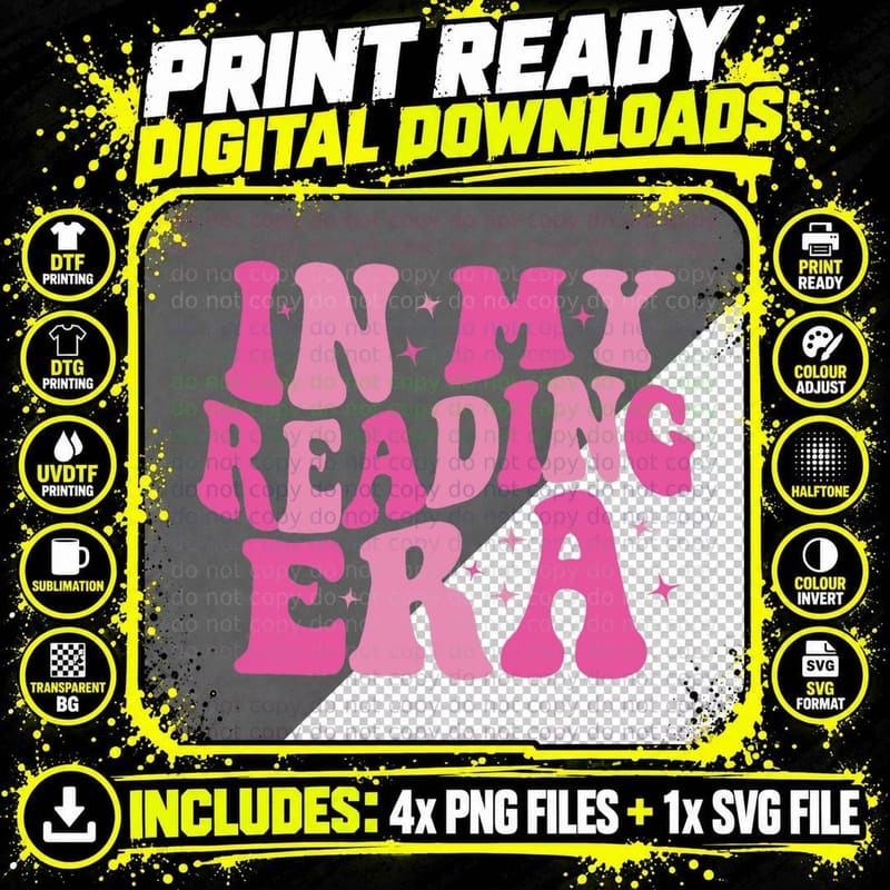 Retro Groovy in My Reading Era Book Lovers Book Reader Png SVG Digital Bundle