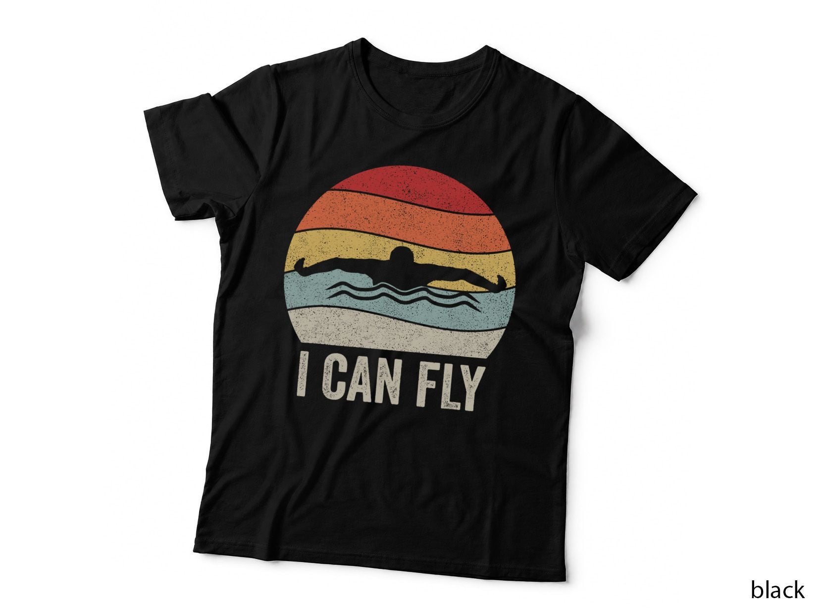 Retro I Can Fly Swimming Team Shirt Swim Coach Swimmer Gift T-Shirt