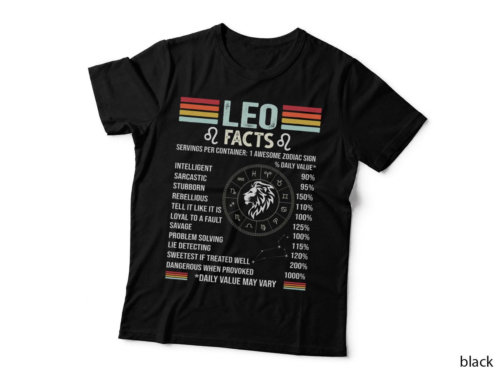 Retro Leo Zodiac Sign T-Shirt, Astrology Horoscope Design