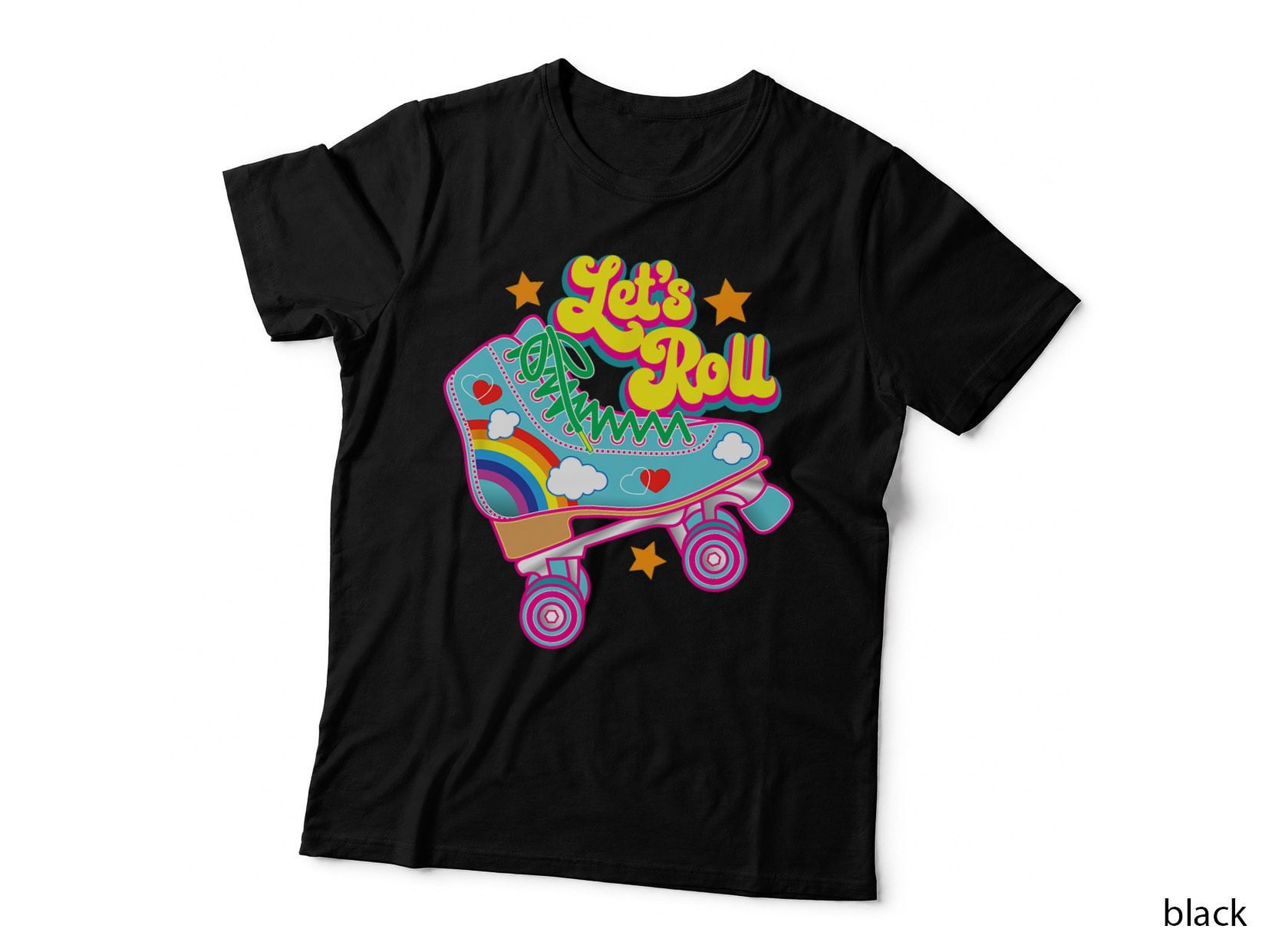 Retro Let's Roll Rollerskating Cute Roller Skater 70s 80s T-Shirt