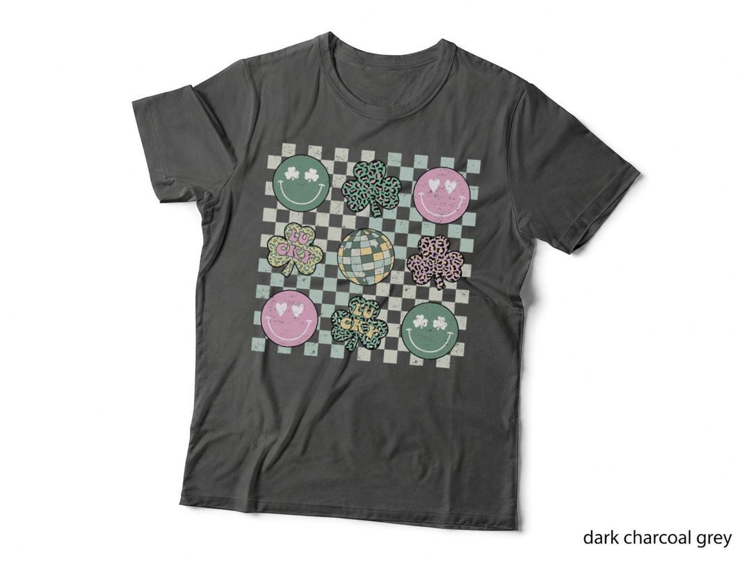 Retro Patricks Day Smile Face Clover Irish Shamrock Hippie T-Shirt