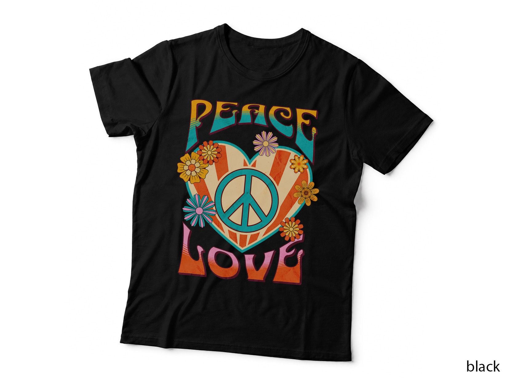 Retro Peace Love Peace Sign 60s 70s Hippie Style T-Shirt