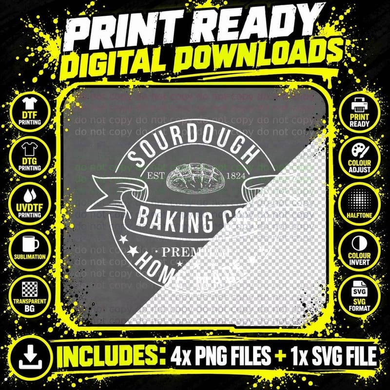 Retro Sourdough Baking Co. Wake and Bake in My Sourdough Png SVG Digital Bundle