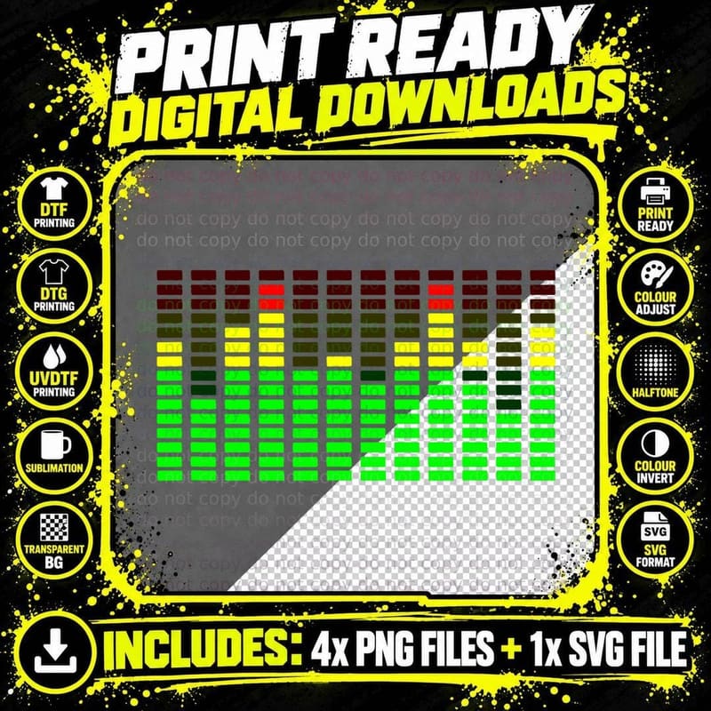 Retro VU Meter Sound Engineer Hi-Fi Stereo Music Lover Png SVG Digital Bundle