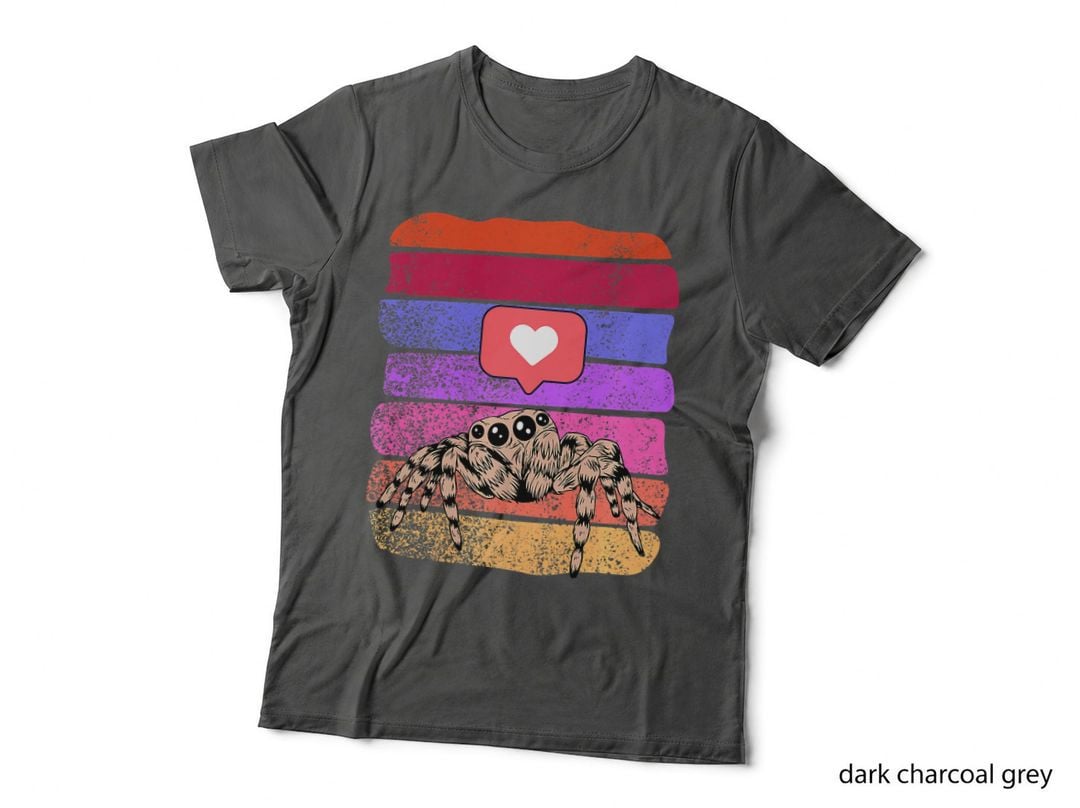 Retro Vintage Style Adorable Pet Jumping Spider Red Heart T-Shirt