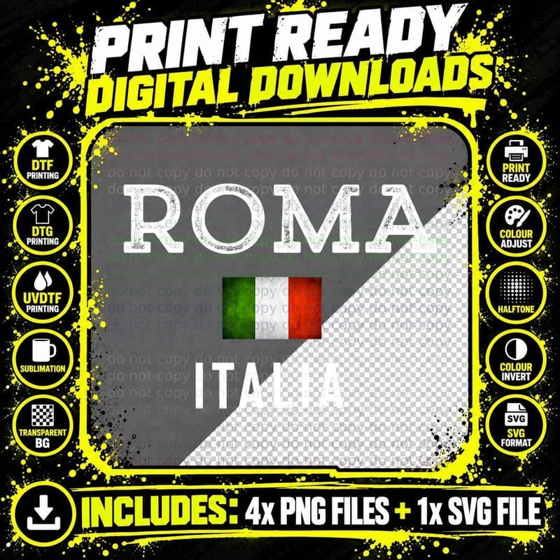 Rome Italy Shirt- Roma Italia Vintage Souvenir T-Shirt Png SVG Digital Bundle
