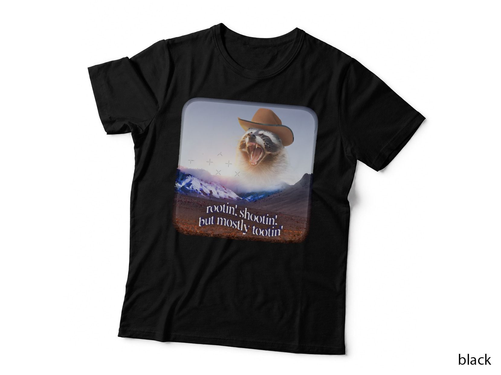 Rootin Shootin but Mostly Tootin Cowboy Raccoon Word Art Classic T-Shirt
