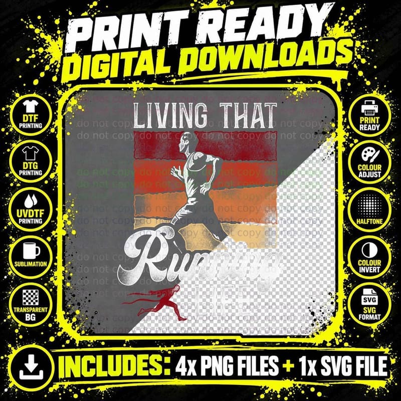 Running Runner Half Marathon Vintage Retro There Is Png SVG Digital Bundle