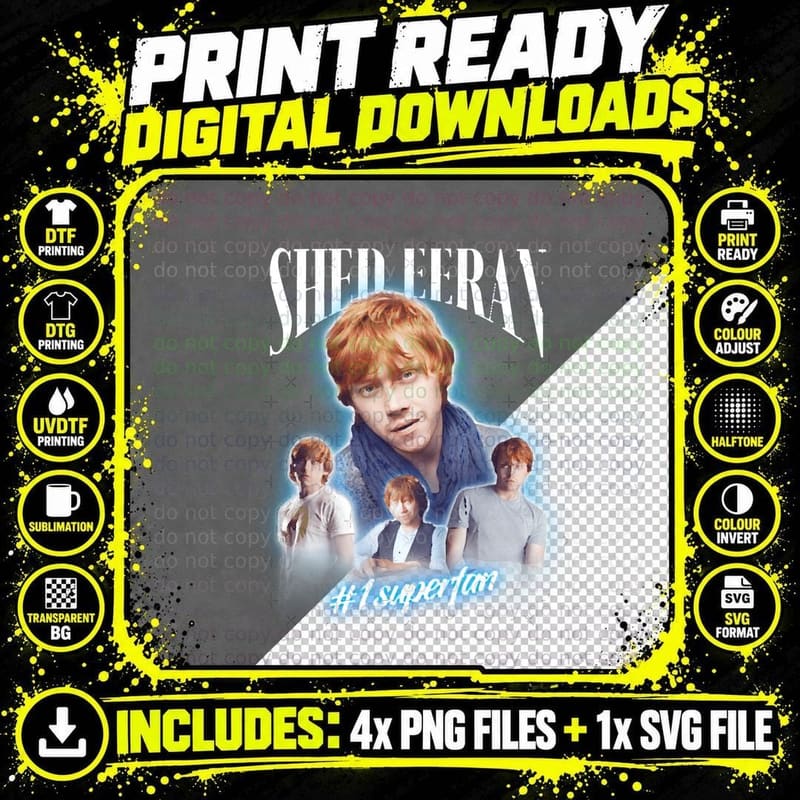 Rupert Grint Shed Eeran Parody Cursed Fan Collage Png SVG Digital Bundle