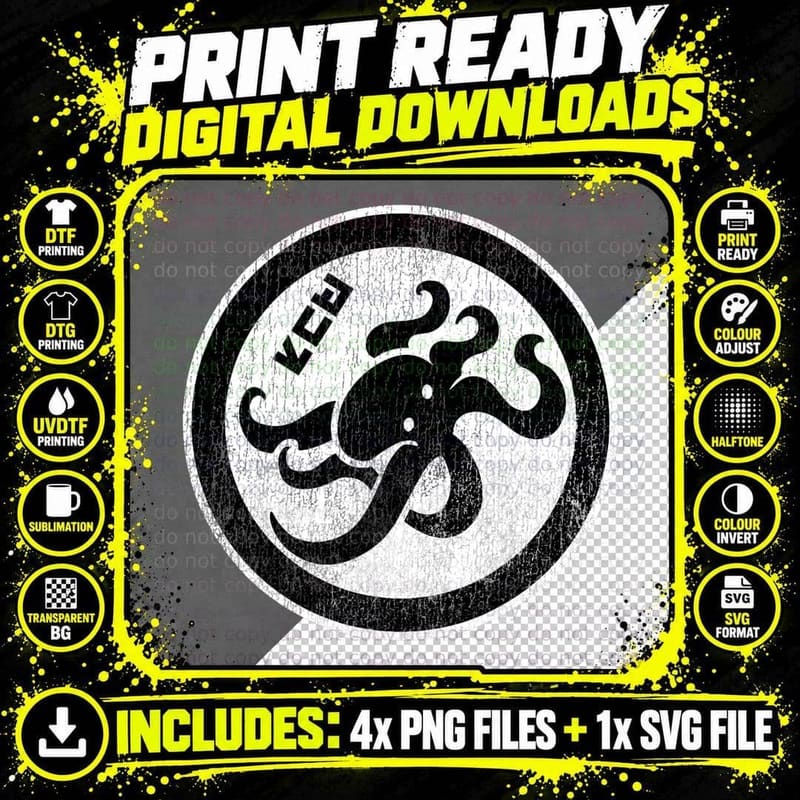 Splatoon Octopus Circle Kanji Distressed Logo T-Shirt Png SVG Digital Bundle
