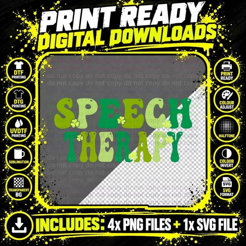 St Patricks Day Retro Speech Therapy SLP Therapist Png SVG Digital Bundle