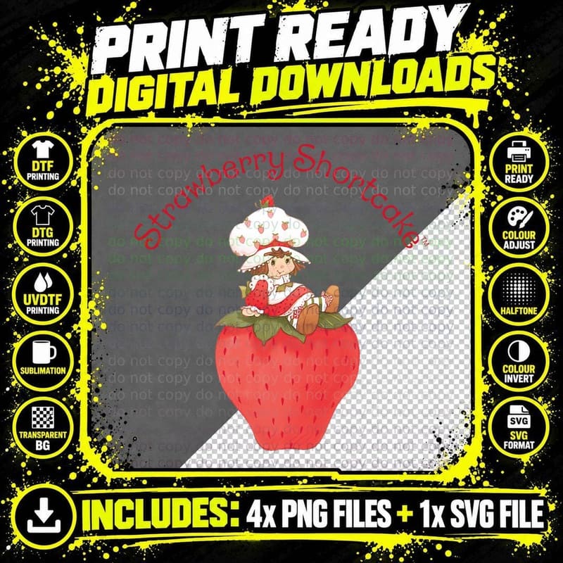 Strawberry Shortcake Berry Cute Vintage Strawberry Logo Png SVG Digital Bundle