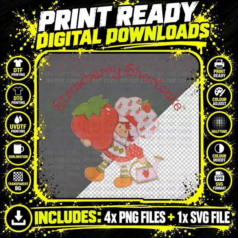 Strawberry Shortcake Cute Vintage Berry Sweet Icon Png SVG Digital Bundle
