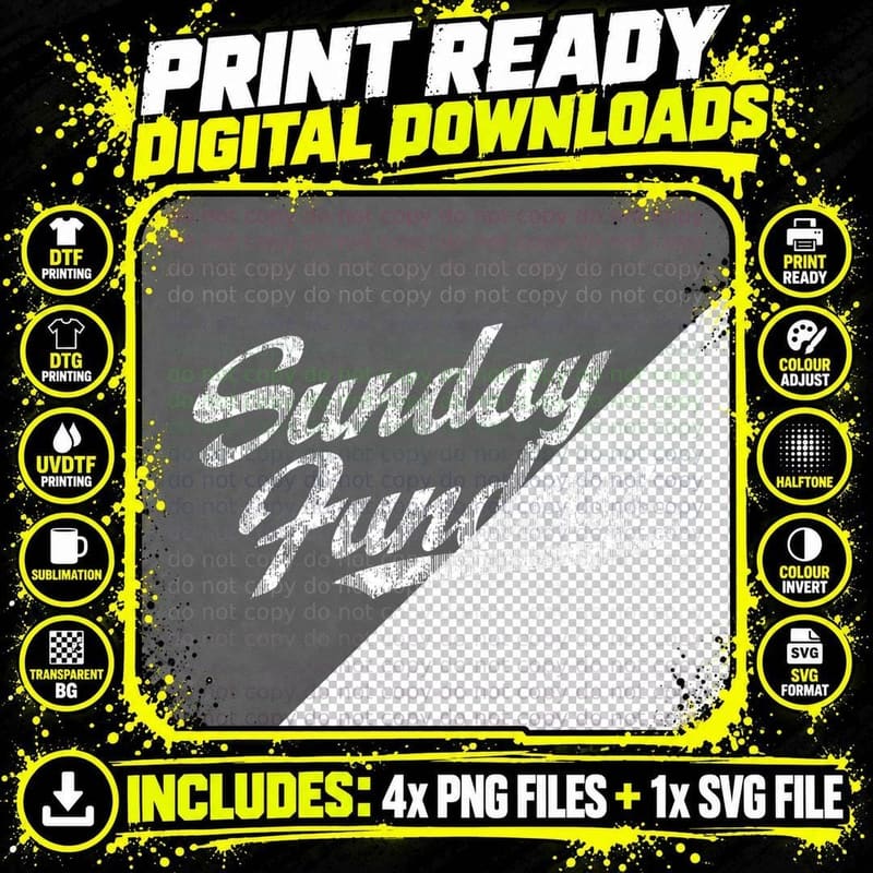 Sunday Funday T-Shirt Vintage Fun Day Sports Design Tee Png SVG Digital Bundle