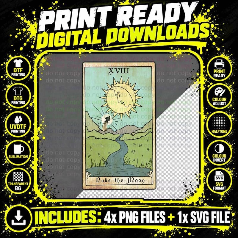 Tarot Card Nuke the Moon Classic T-Shirt Png SVG Digital Bundle