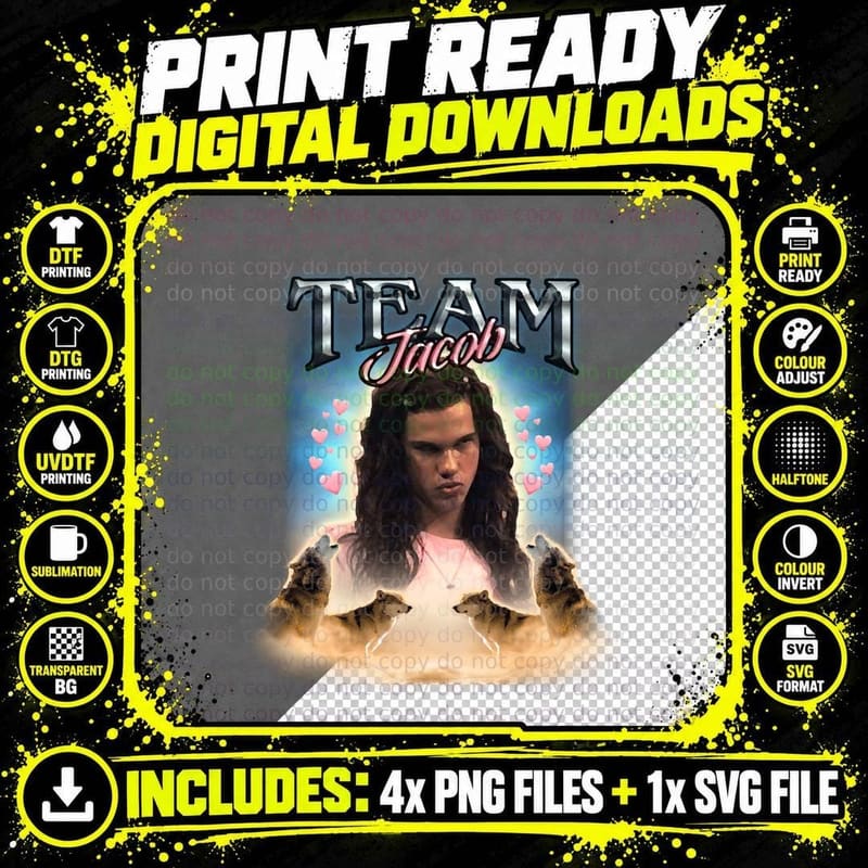 Team Jacob Cursed Fan Collage Classic T-Shirt Png SVG Digital Bundle