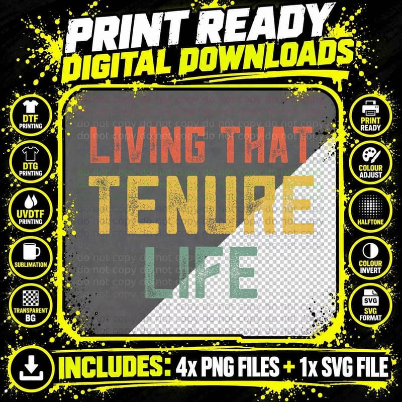 Tenured Teachers Retro College Professor Congrats on Png SVG Digital Bundle