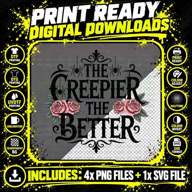 The Creepier the Better Roses, Retro Vintage Png SVG Digital Bundle