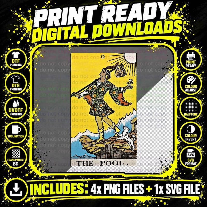The Fool Tarot Classic T-Shirt Png SVG Digital Bundle