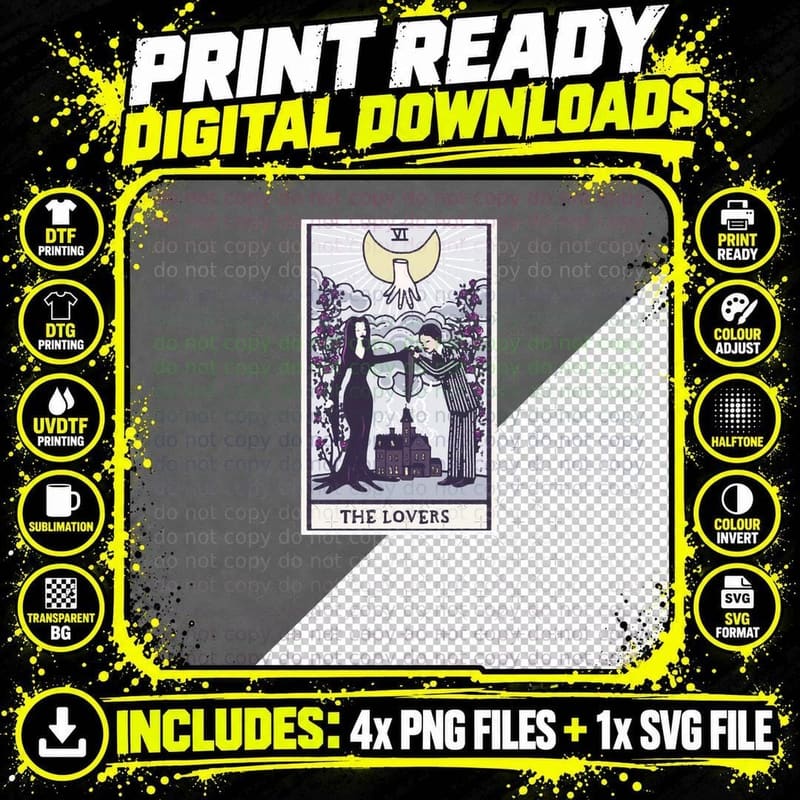The Lovers - Tarot - Addams Family Classic T-Shirt Png SVG Digital Bundle