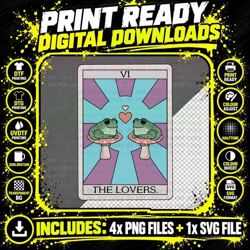 The Lovers Frog Tarot Classic T-Shirt Png SVG Digital Bundle