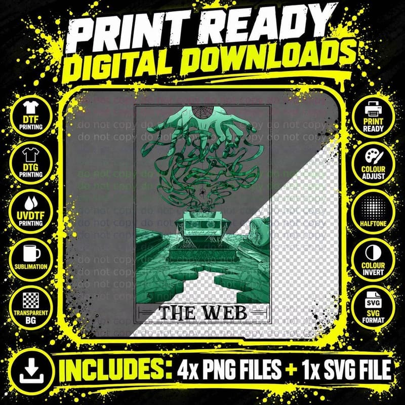 The Web Tarotesque - (Light) Classic T-Shirt Png SVG Digital Bundle