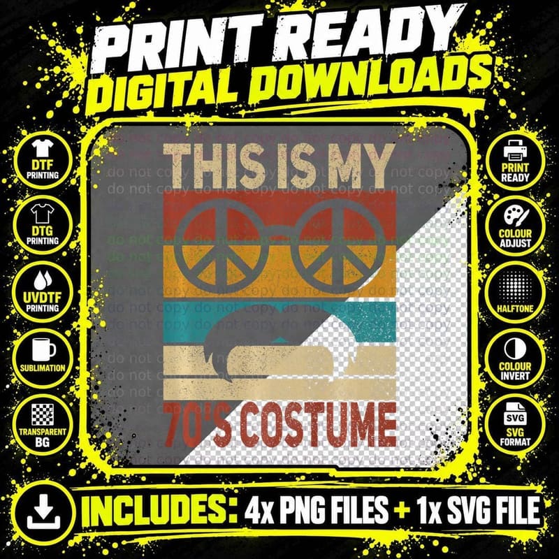 This Is My 70s Costume 70 Styles Men 70's Disco 1970s Png SVG Digital Bundle